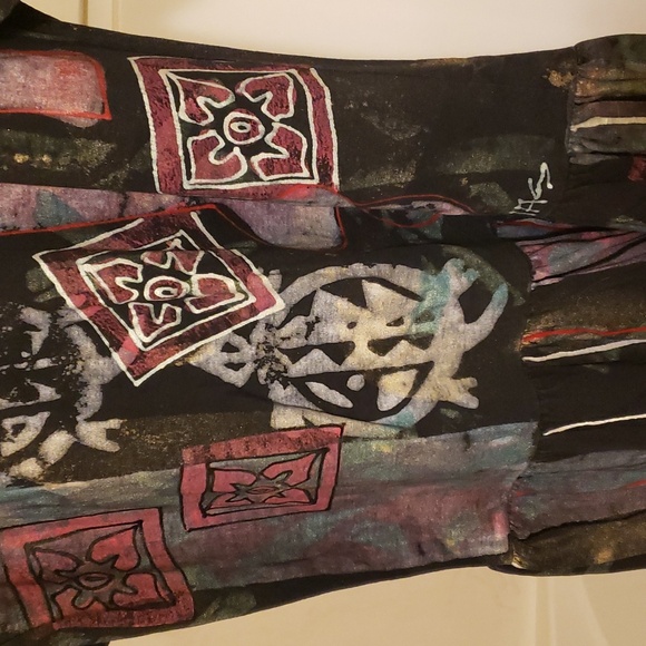 V.C. Torias Handpainted Vintage Artist Dropwaist Dress Art to Wear OS - Picture 8 of 12